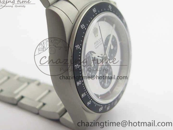 1225 Daytona Newman Sandblasted SS White Black Dial On SS Bracelet A Functional 3522